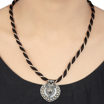 Anahita Dual Tone Silver Thread Necklace