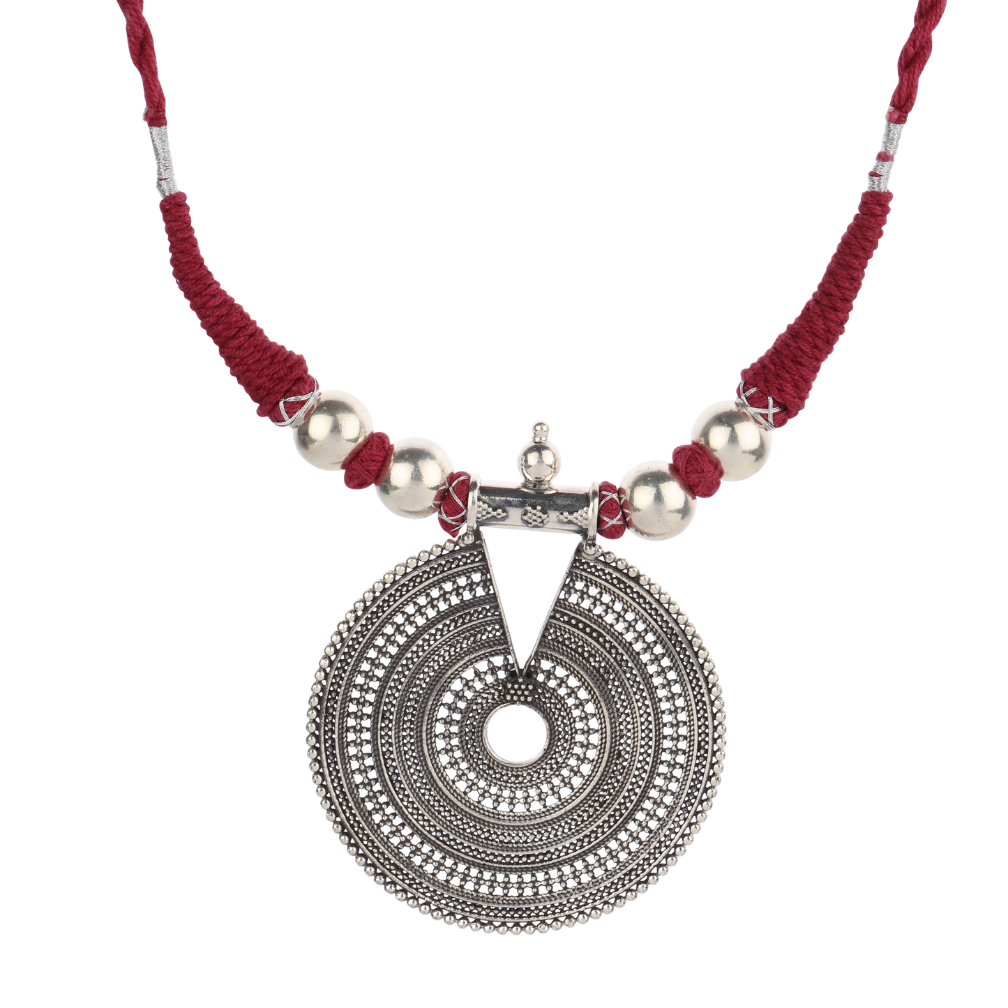 Selina Red Thread Silver Rawa Necklace