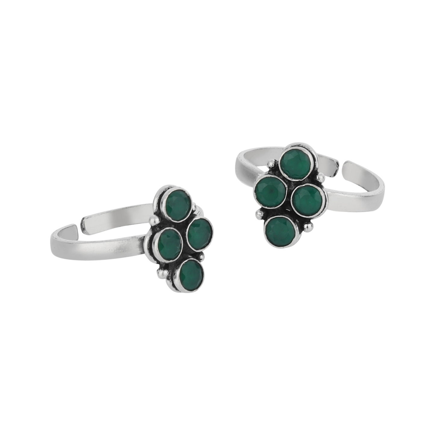 Gabriella Green Silver Toe Rings