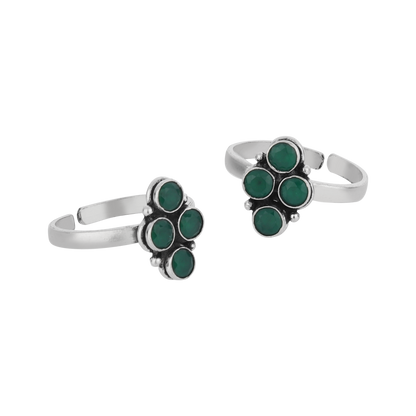 Gabriella Green Silver Toe Rings