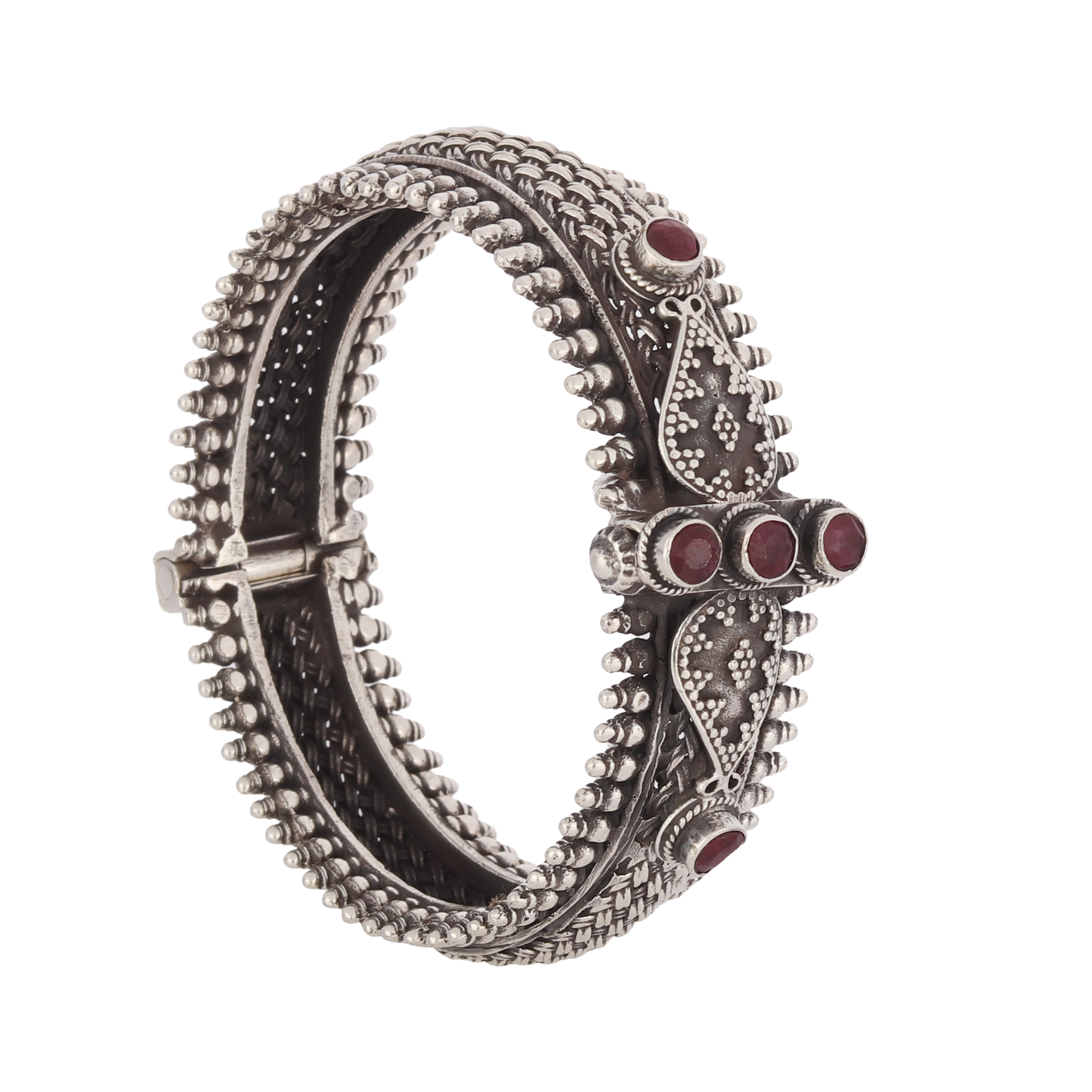 Ista Red Tribal Silver Bangle