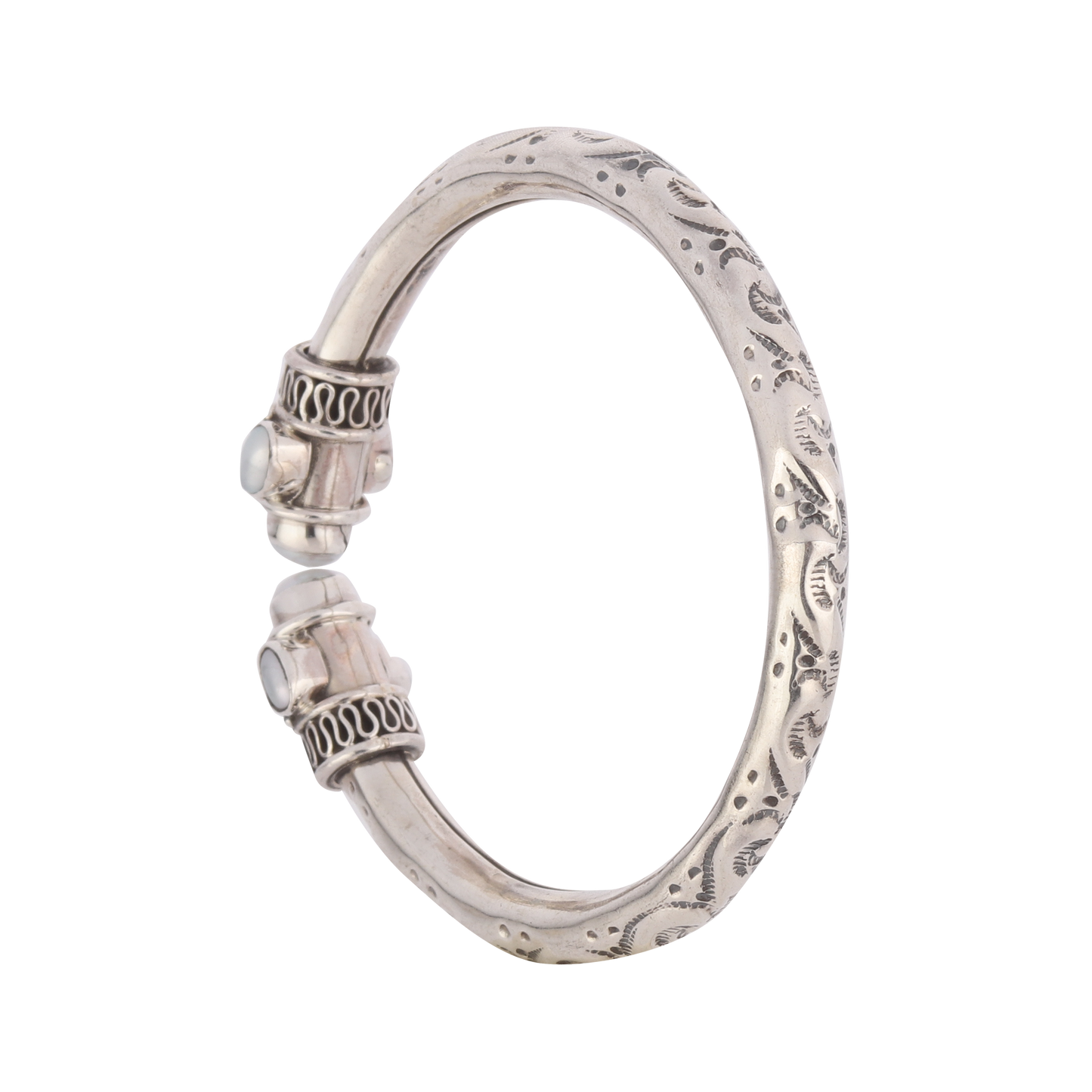 Serena Tribal Silver Bracelet With Pearl