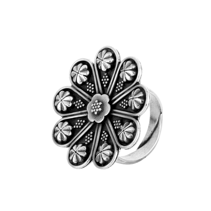 Lara Floral Design Silver Ring