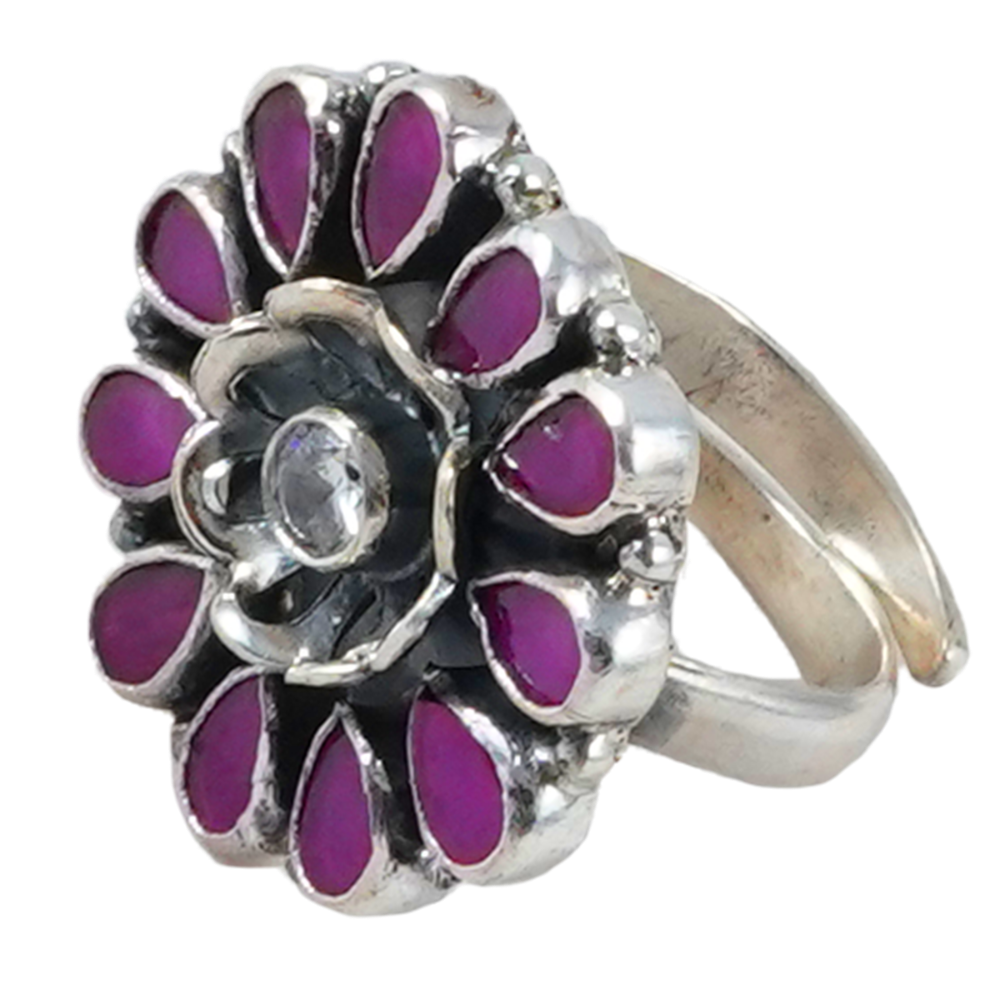 Parinita Pink Silver Ring