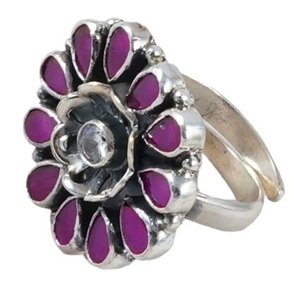 Parinita Pink Silver Ring