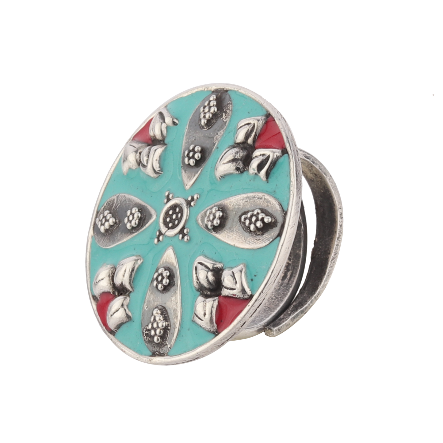 Vanessa Multicolored Enameled Silver Ring