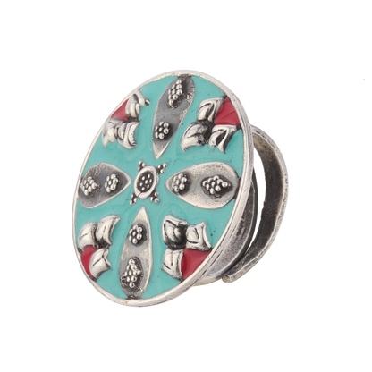 Vanessa Multicolored Enameled Silver Ring