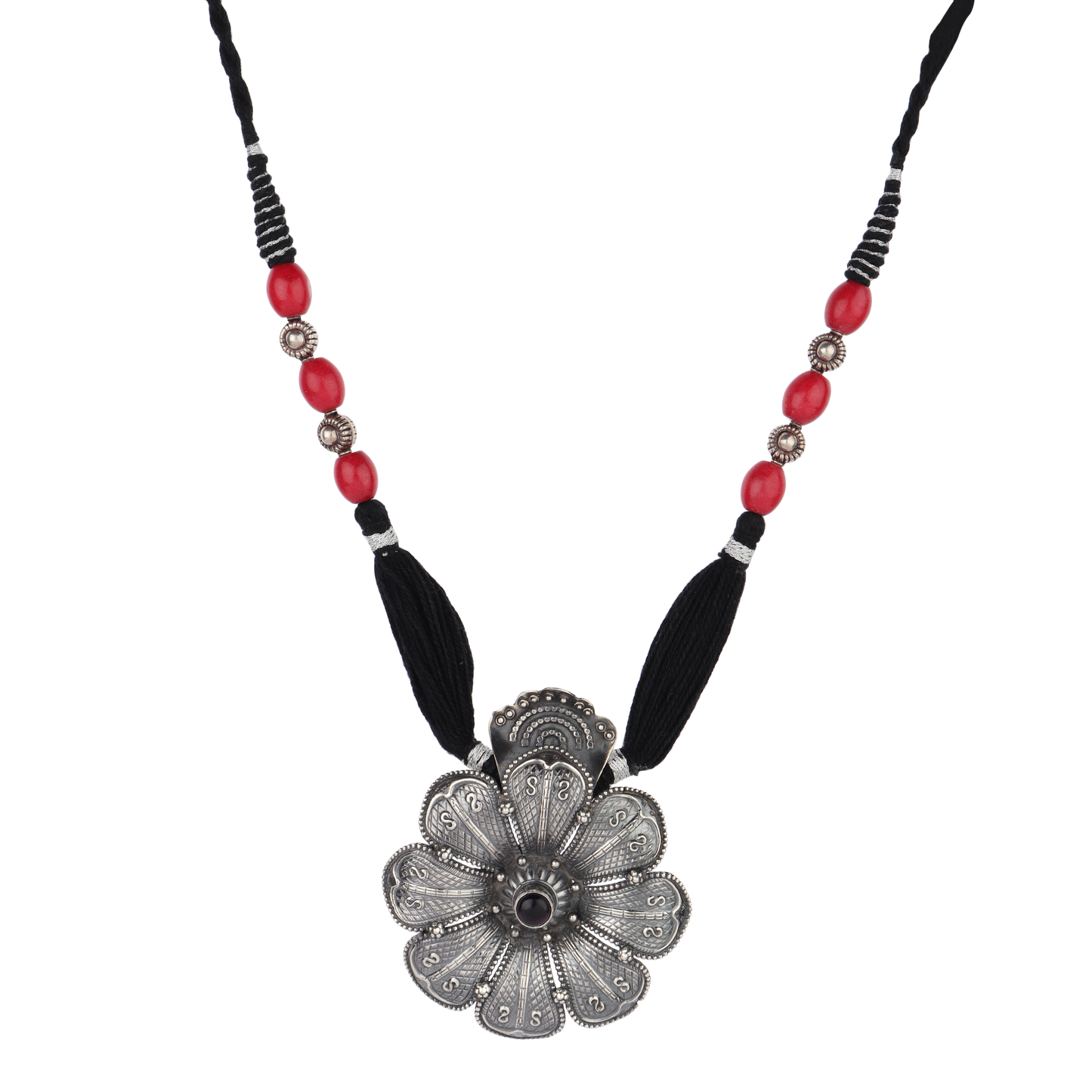 Srishti Tribal Silver Floral Necklace