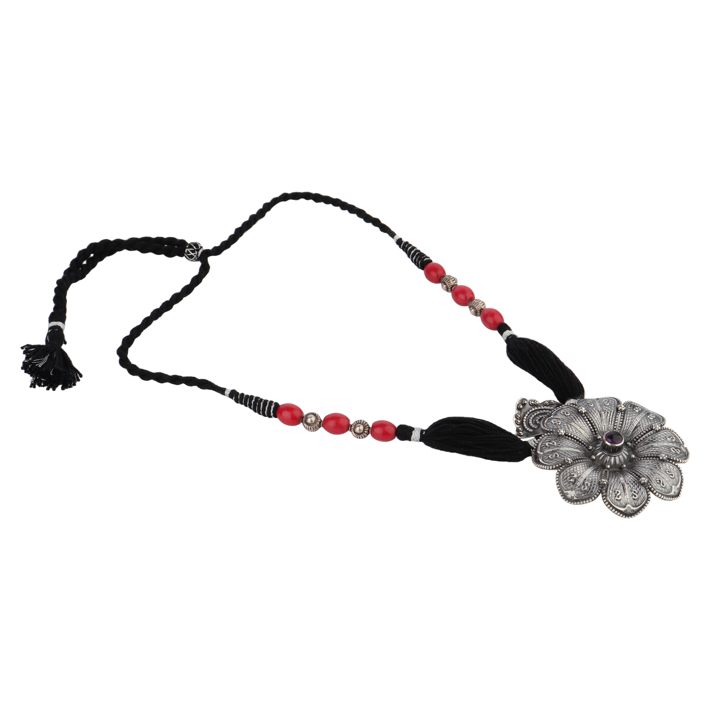 Srishti Tribal Silver Floral Necklace