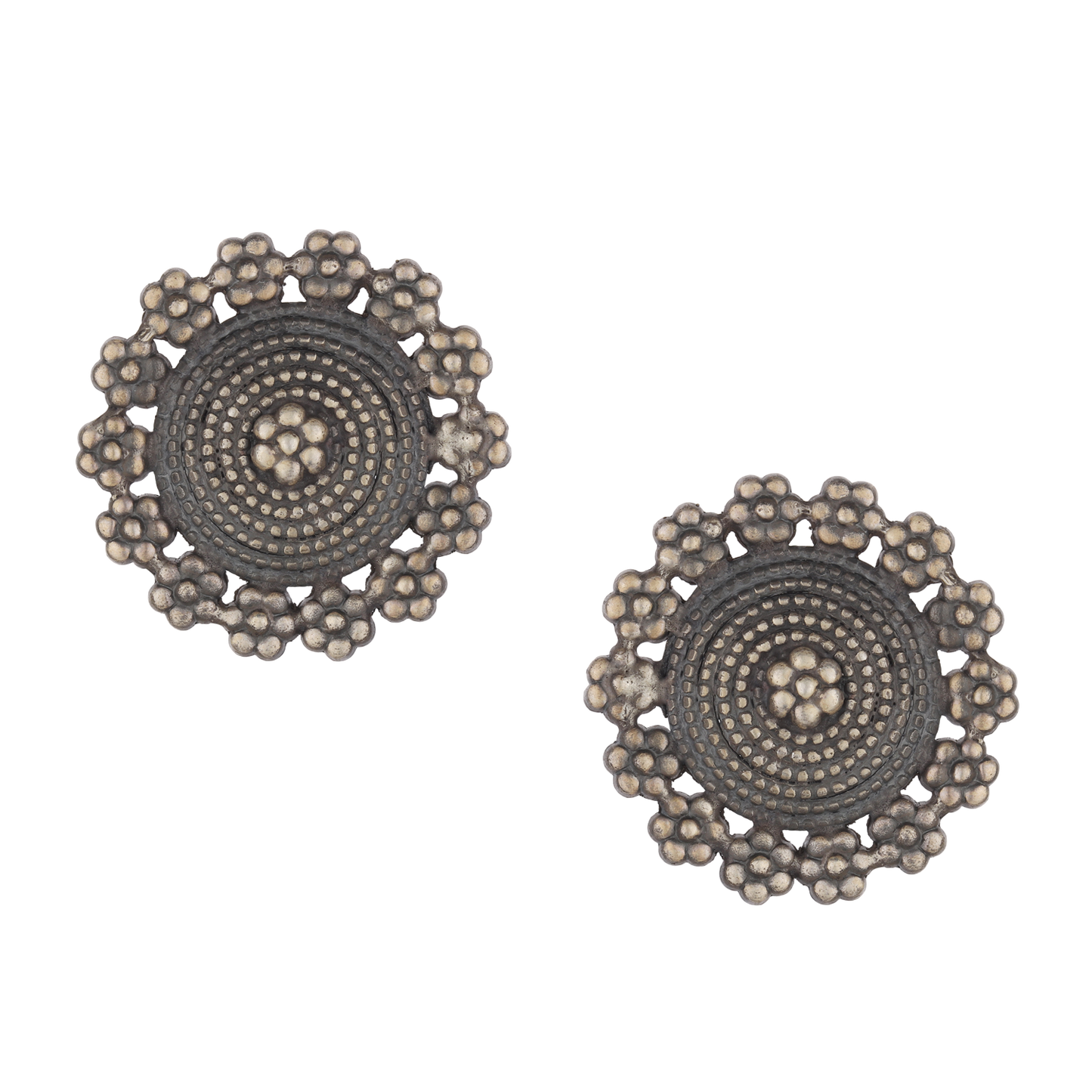 Florina Tribal Silver Stud Earrings