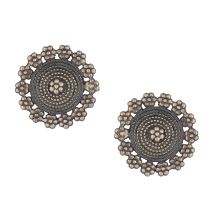 Florina Tribal Silver Stud Earrings