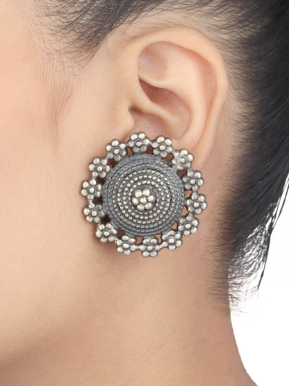 Florina Tribal Silver Stud Earrings