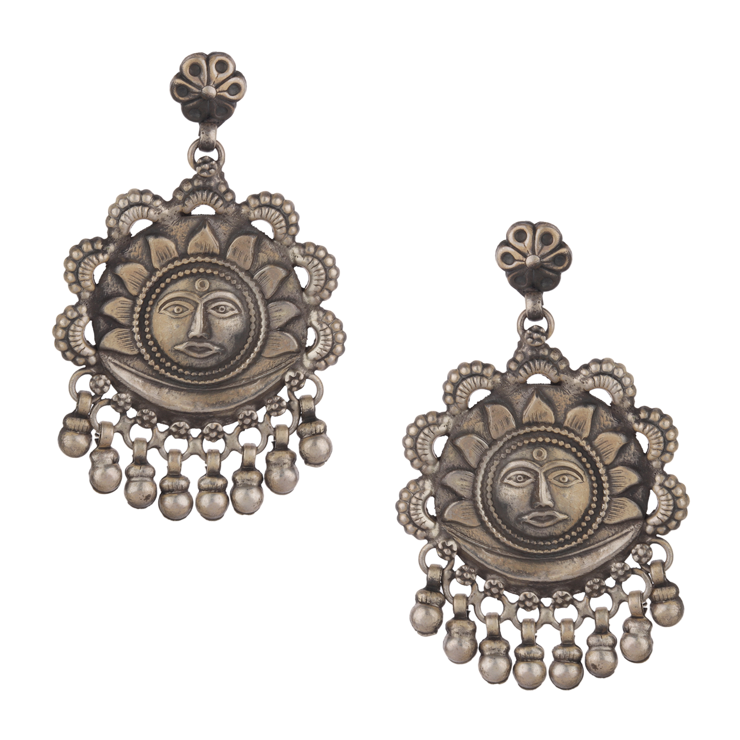 Sarina Elegant Tribal Silver Earrings