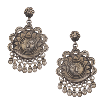 Sarina Elegant Tribal Silver Earrings