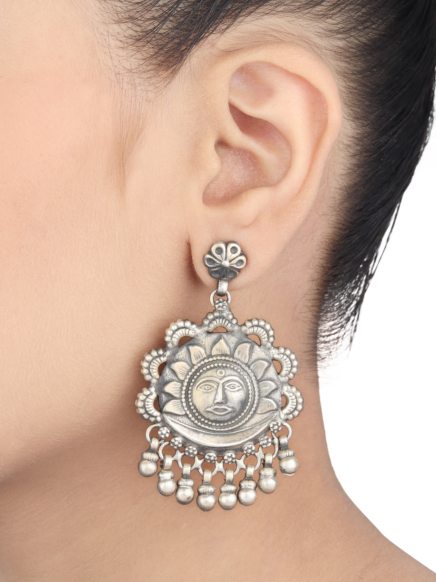 Sarina Elegant Tribal Silver Earrings