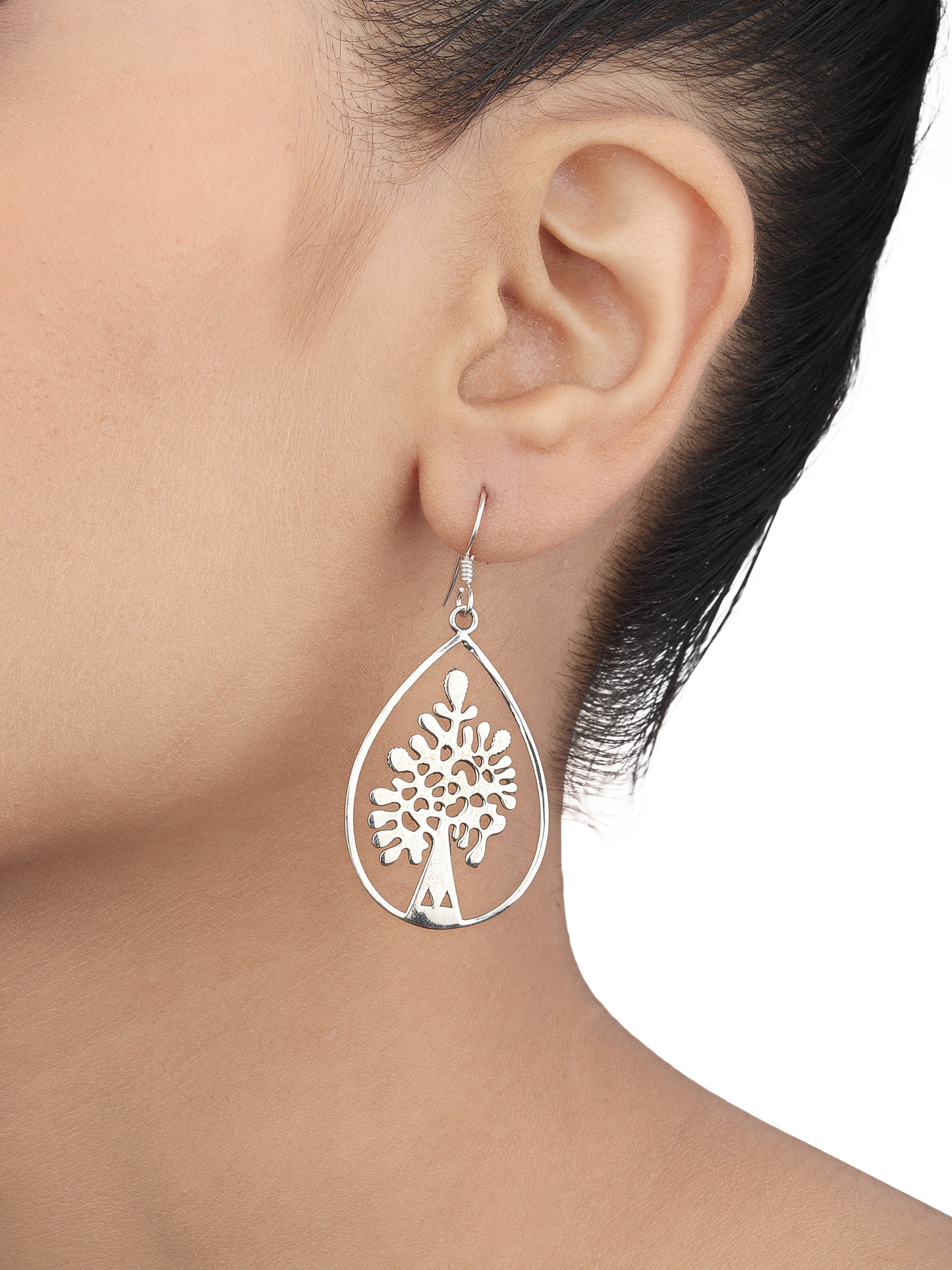 Anusha Sterling Silver Earrings With Tree Design