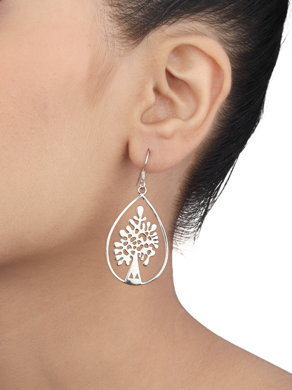 Anusha Sterling Silver Earrings With Tree Design