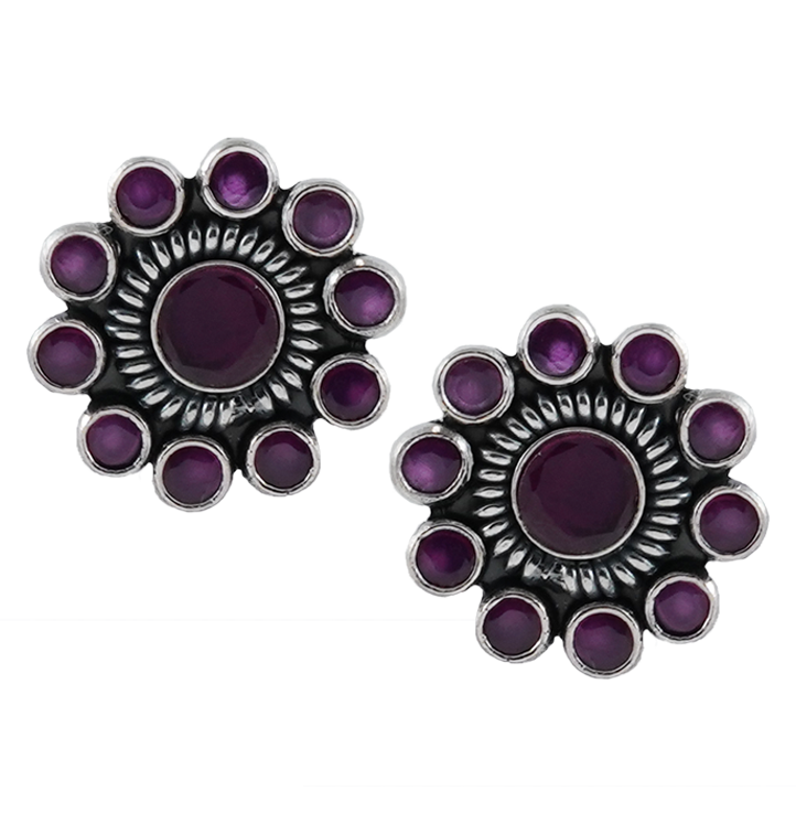 Isha Flair Purple Silver Earrings