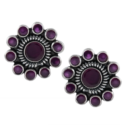 Isha Flair Purple Silver Earrings