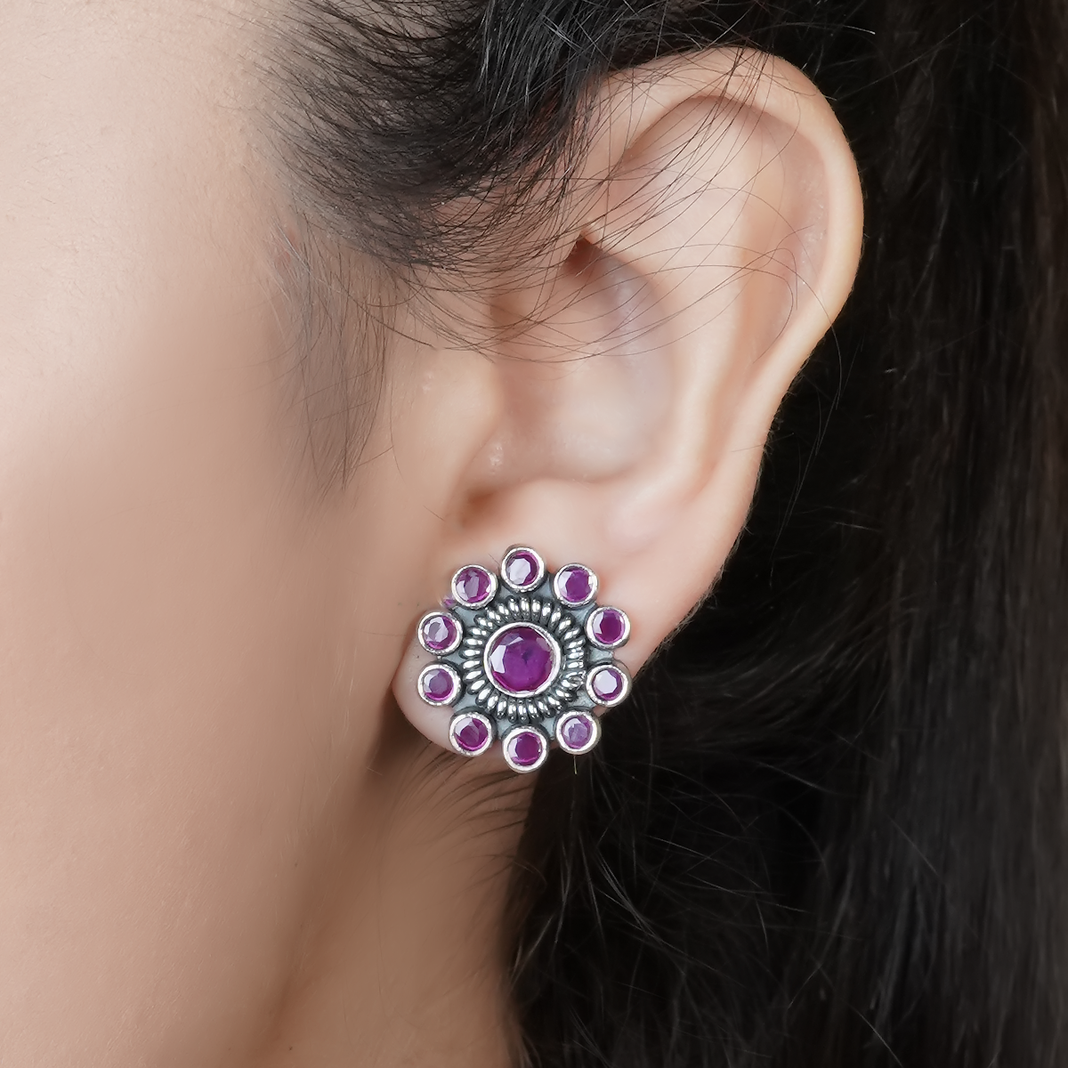 Isha Flair Purple Silver Earrings