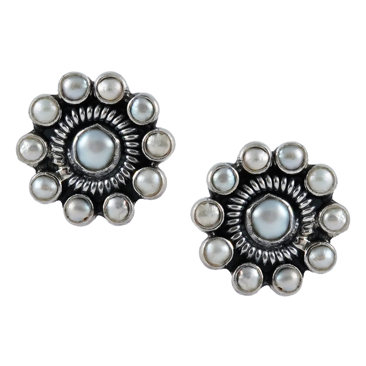 Isha Flair Pearls Silver Earrings