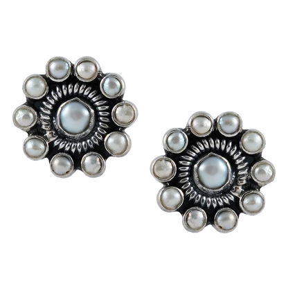 Isha Flair Pearls Silver Earrings