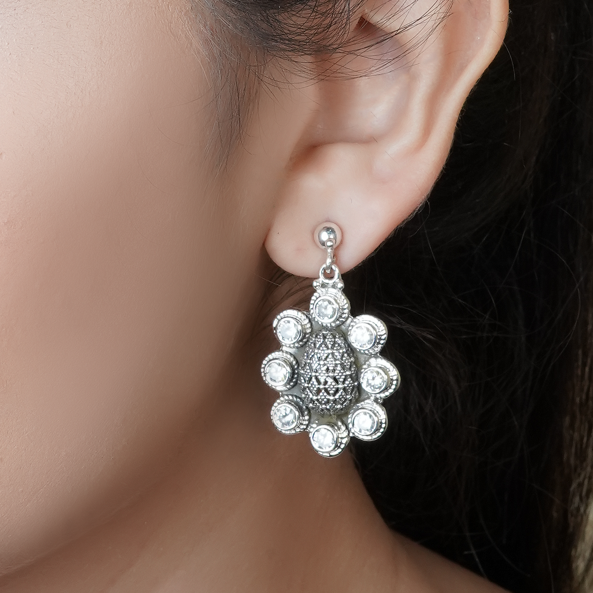 Sophea Crystal Silver Earrings