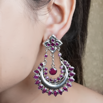 Heena Pink Silver Earrings