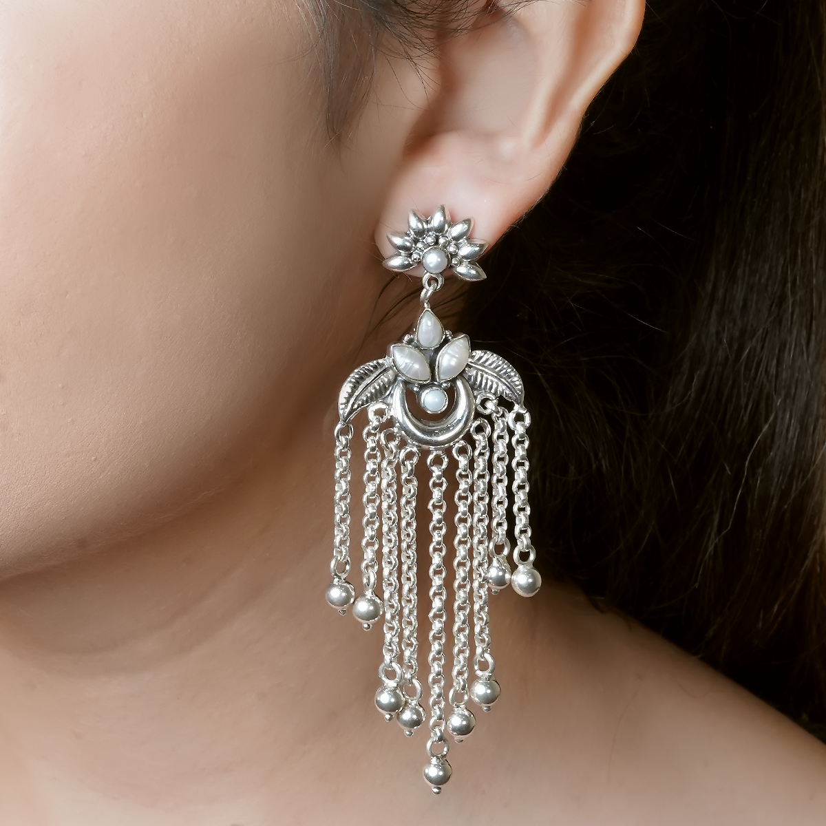 Saisha Pearl Studded Dangling Earrings