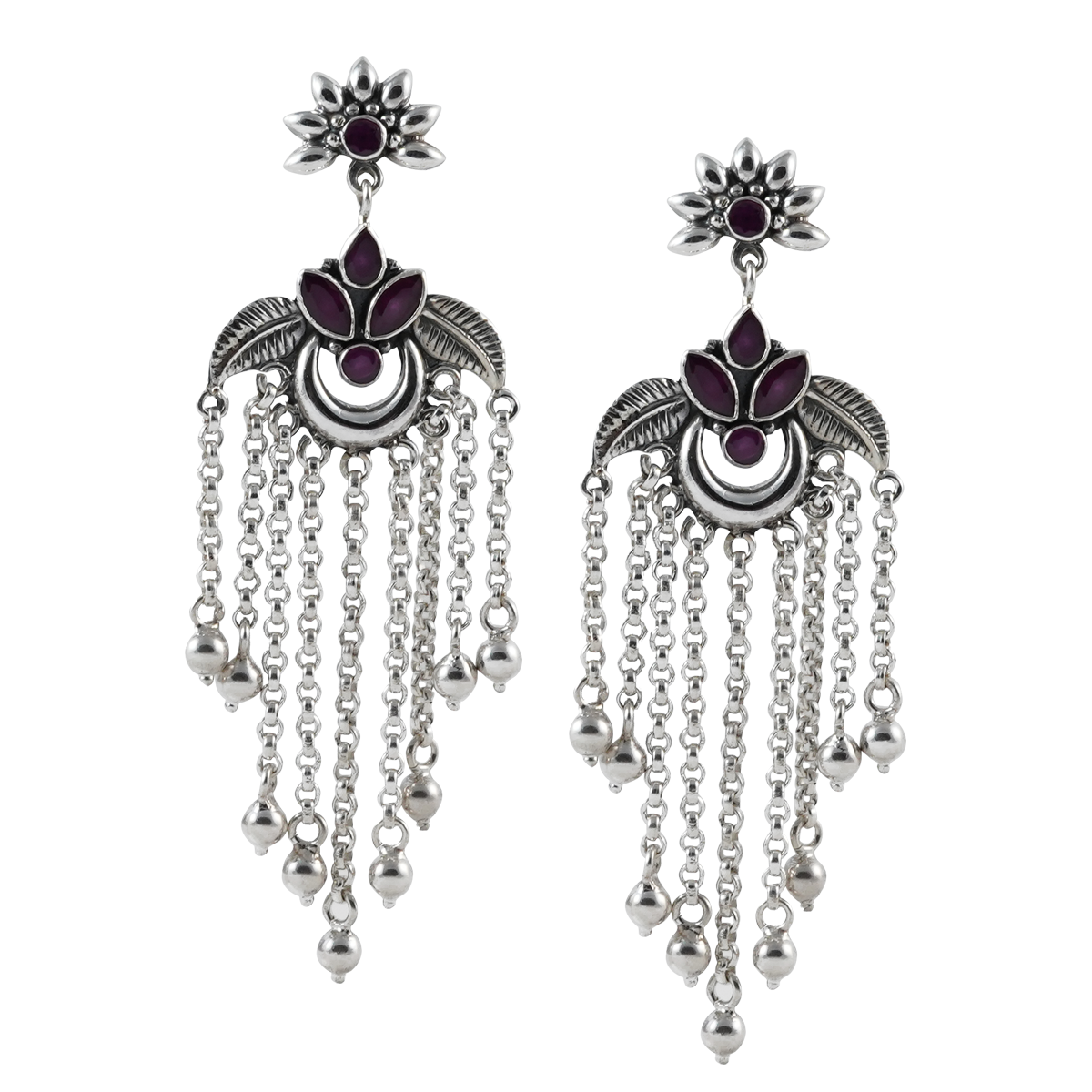 Saisha Purple Silver Earrings