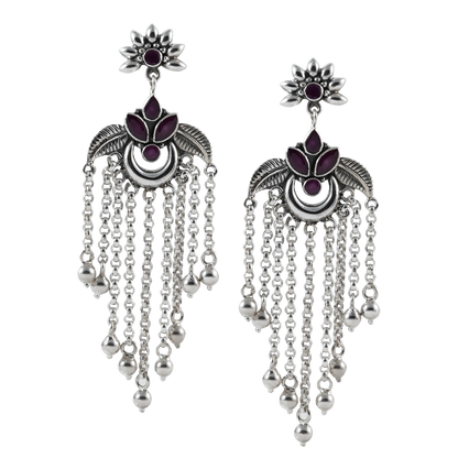 Saisha Purple Silver Earrings