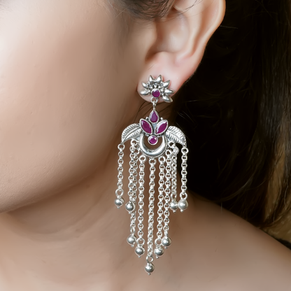 Saisha Purple Silver Earrings