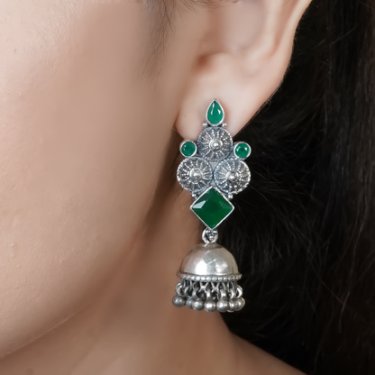 Annie Unbiased Green Silver Earrings