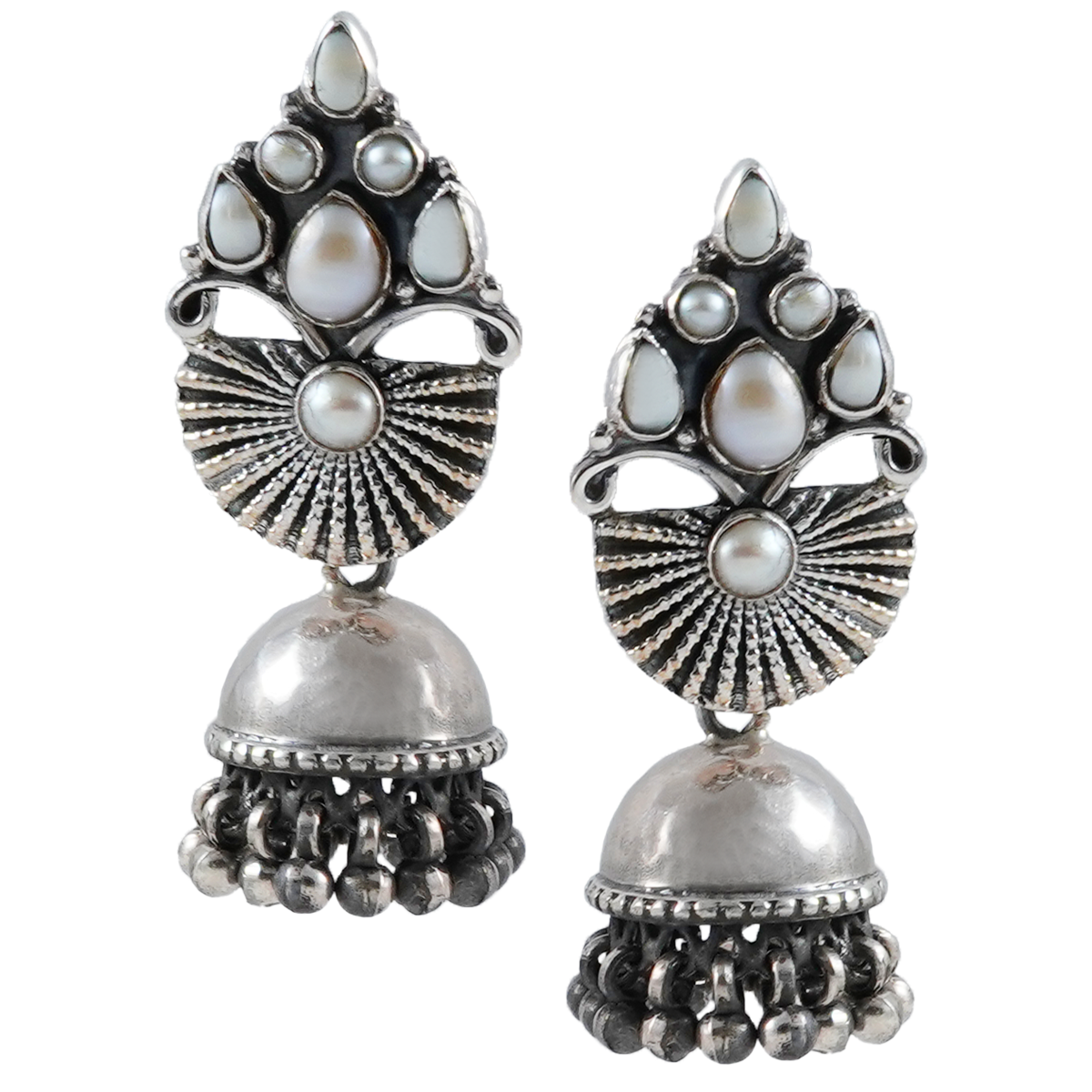 Julia Pearl Crown Silver Earrings