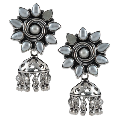 Reema Pearl Floral Silver Earrings