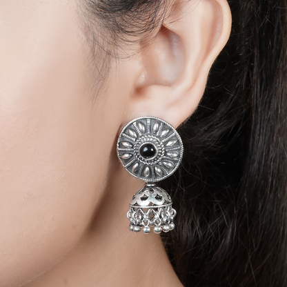 Moksha Black Vortex Silver Earrings