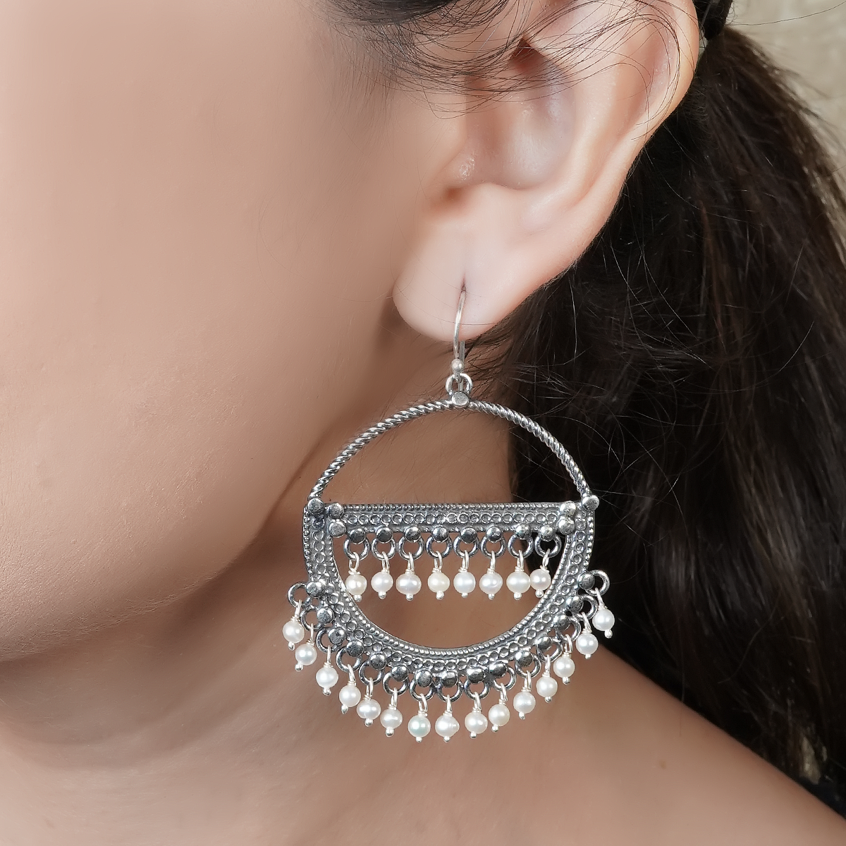 Aarish Loop Silver Earrings