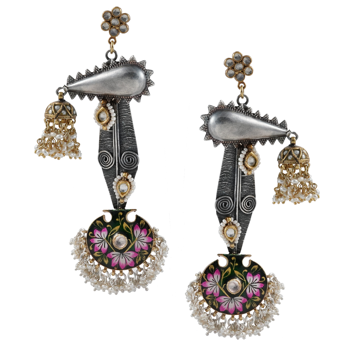 Shaaya Dual Tone Silver Earrings