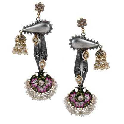 Shaaya Dual Tone Silver Earrings