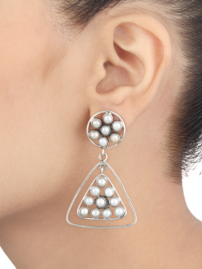 Diya Silver Love Pearl Earrings