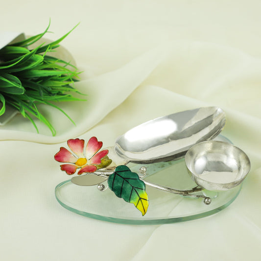 Beautiful Silver Diya & Roli-Rice Stand