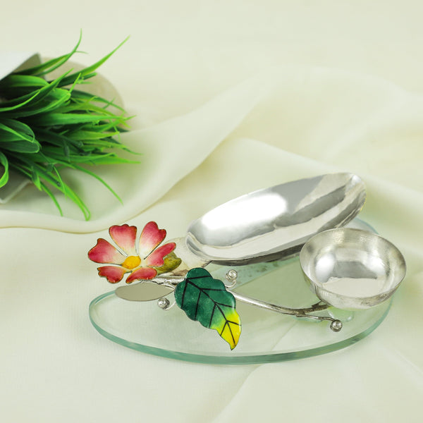 Beautiful Silver Diya Roli Rice Stand