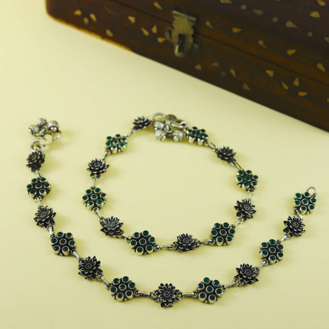 Supriya Gleaming Silver Anklets