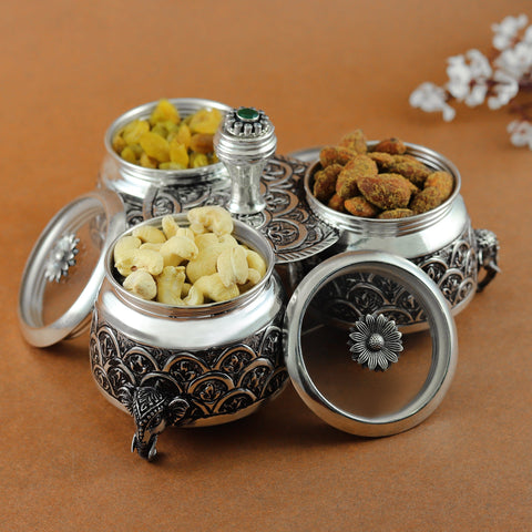 Elegant Silver Dry Fruit Box