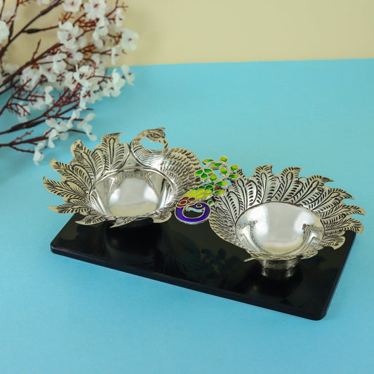 Beautiful Peacock Silver Bowl