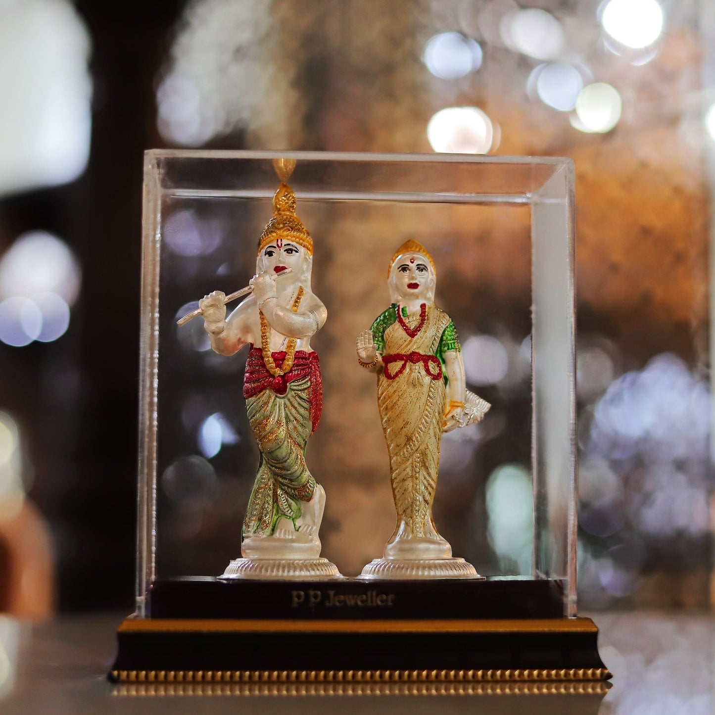 Pleasing Radha Krishna Silver Idol