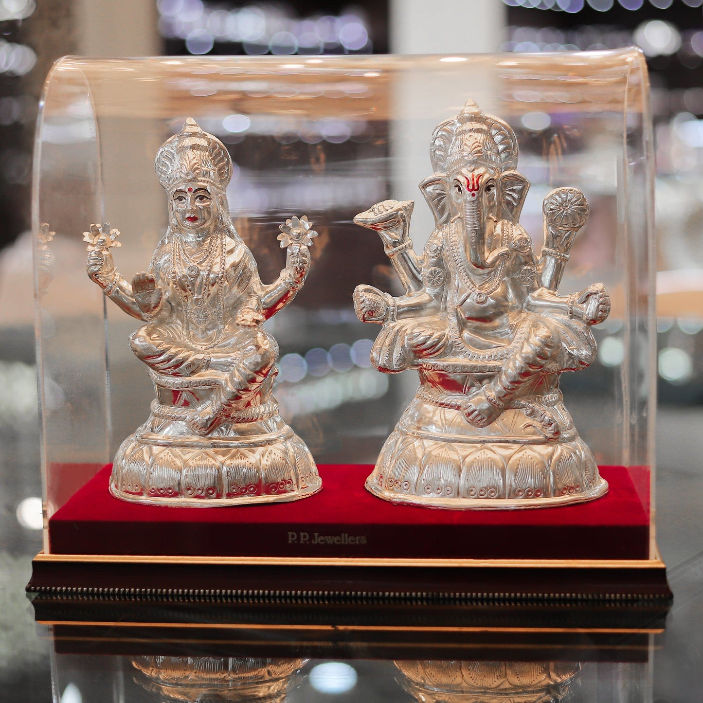 Imposing Laxmi Ganesha Silver Idol