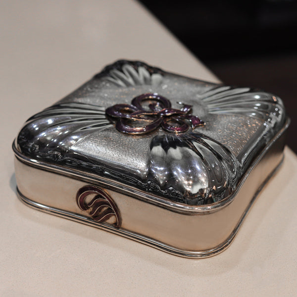 Artistic Enamel Crest Silver Box