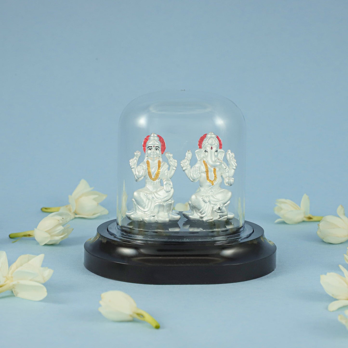 Sparkling Lakshmi Ganesh Silver Idol