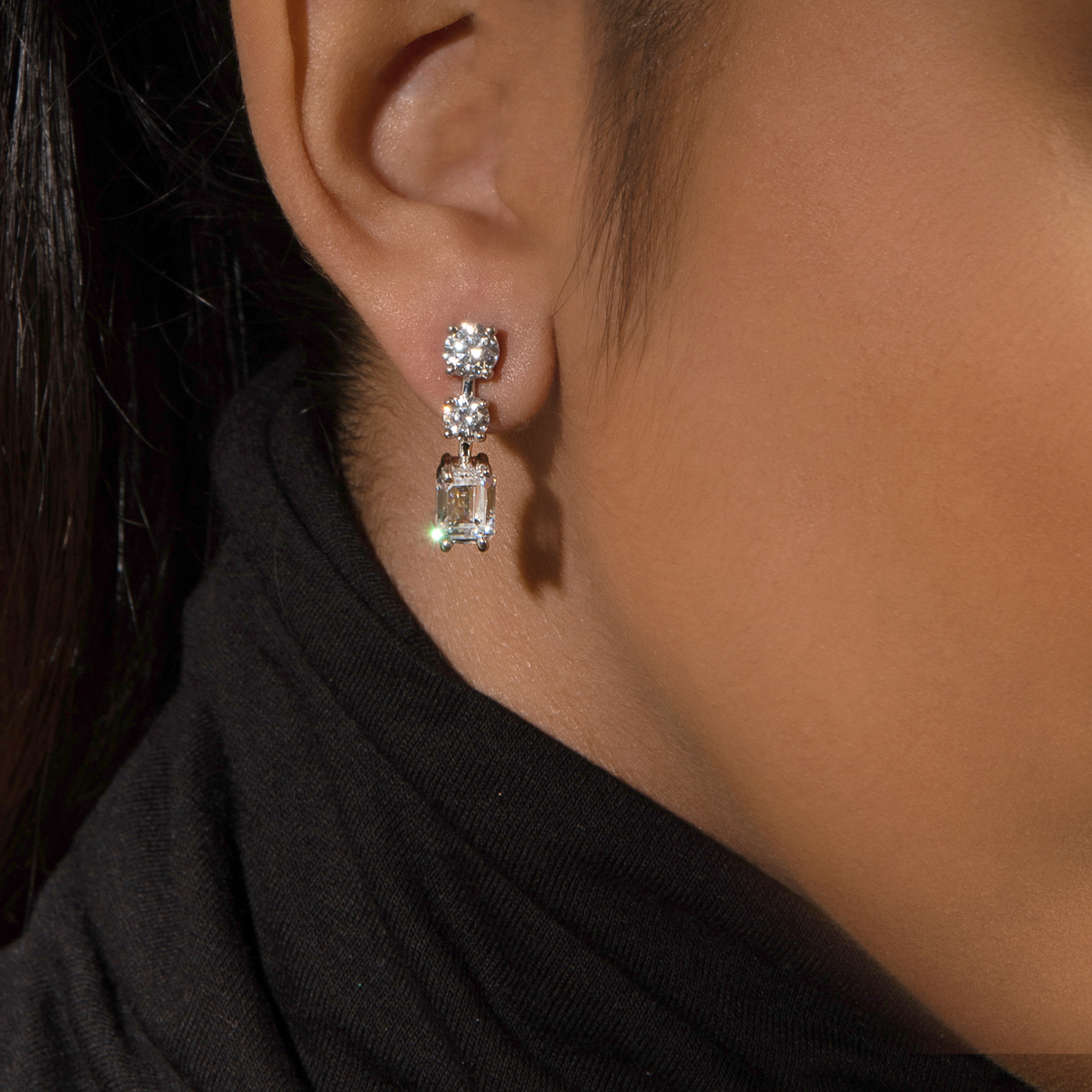 Winnie Emerald Shaped Swarovski Zirconia Silver Earrings